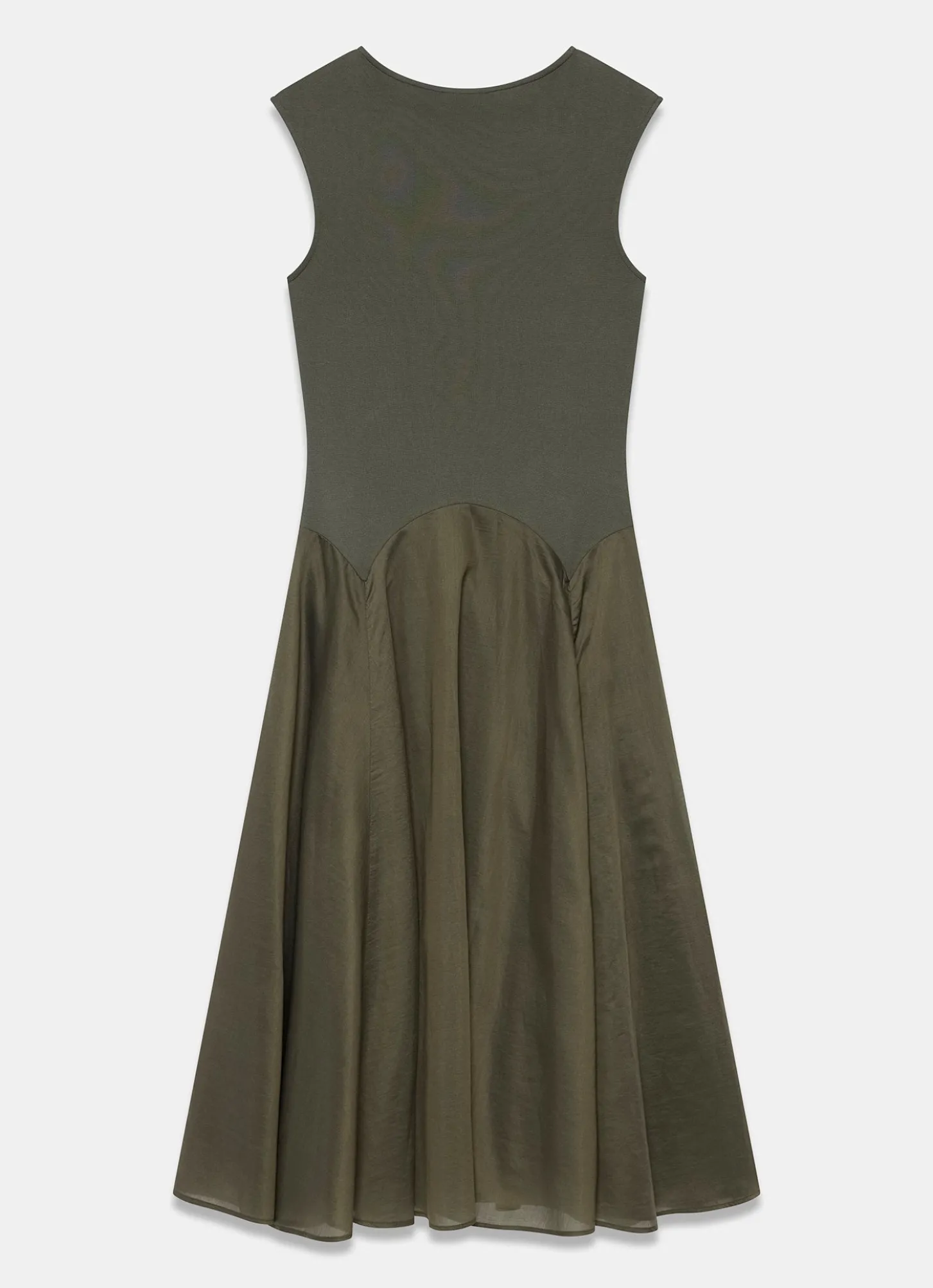 Khaki Sleeveless Midi Dress