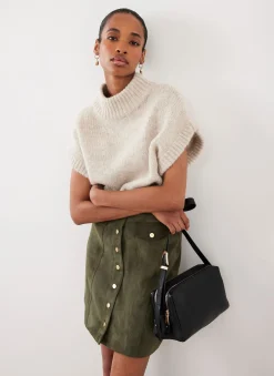Khaki Suede Mini Skirt