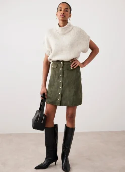 Khaki Suede Mini Skirt