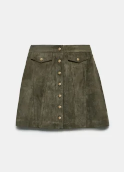 Khaki Suede Mini Skirt
