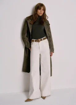 Khaki Suede Trench Coat