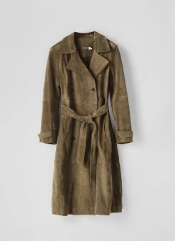 Khaki Suede Trench Coat