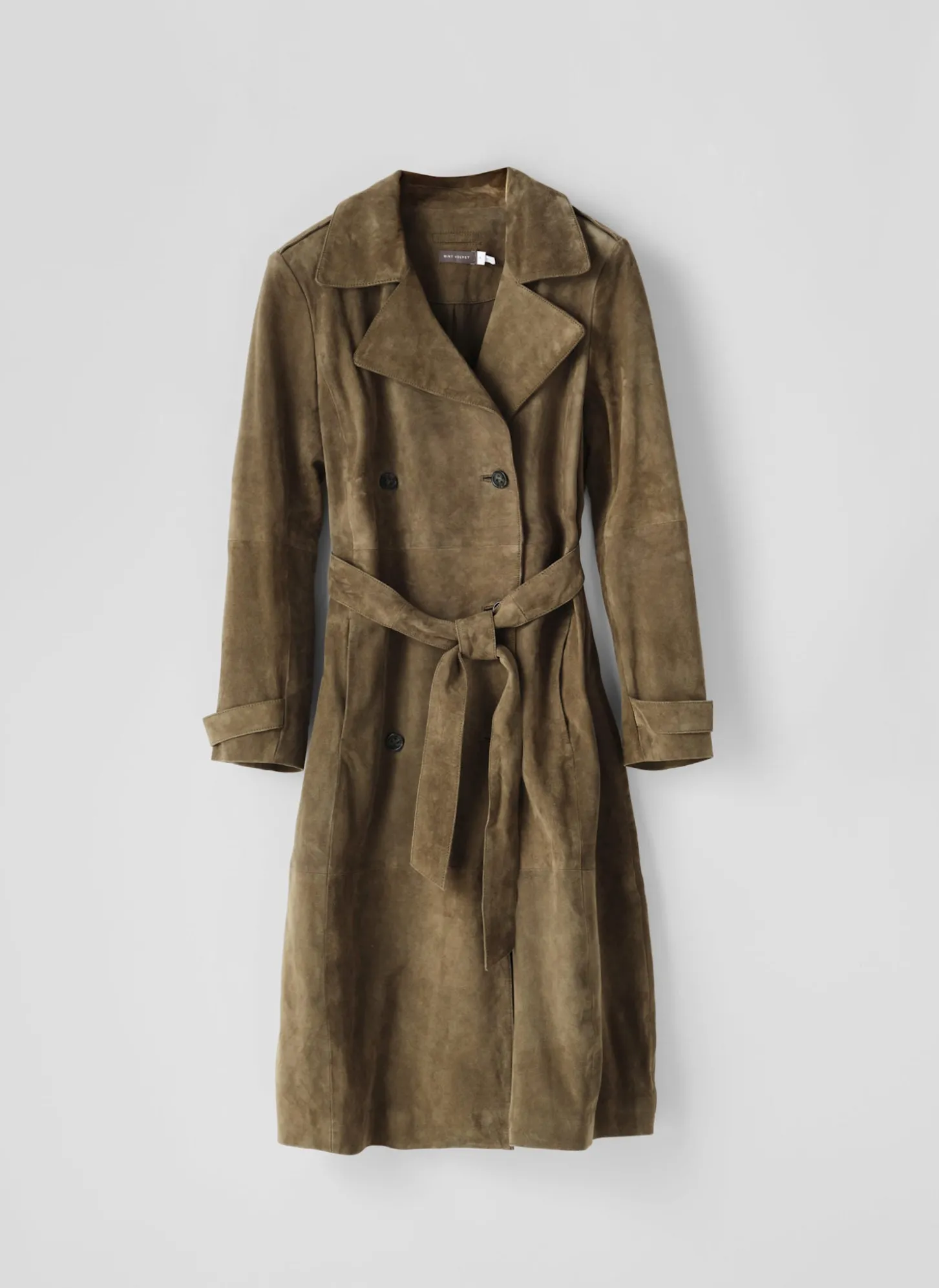 Khaki Suede Trench Coat