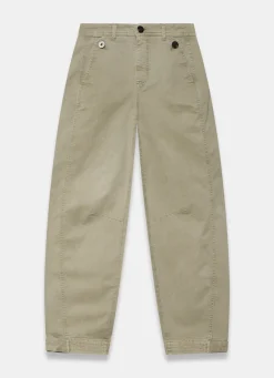 Khaki Washed Barrel Leg Chino Trousers