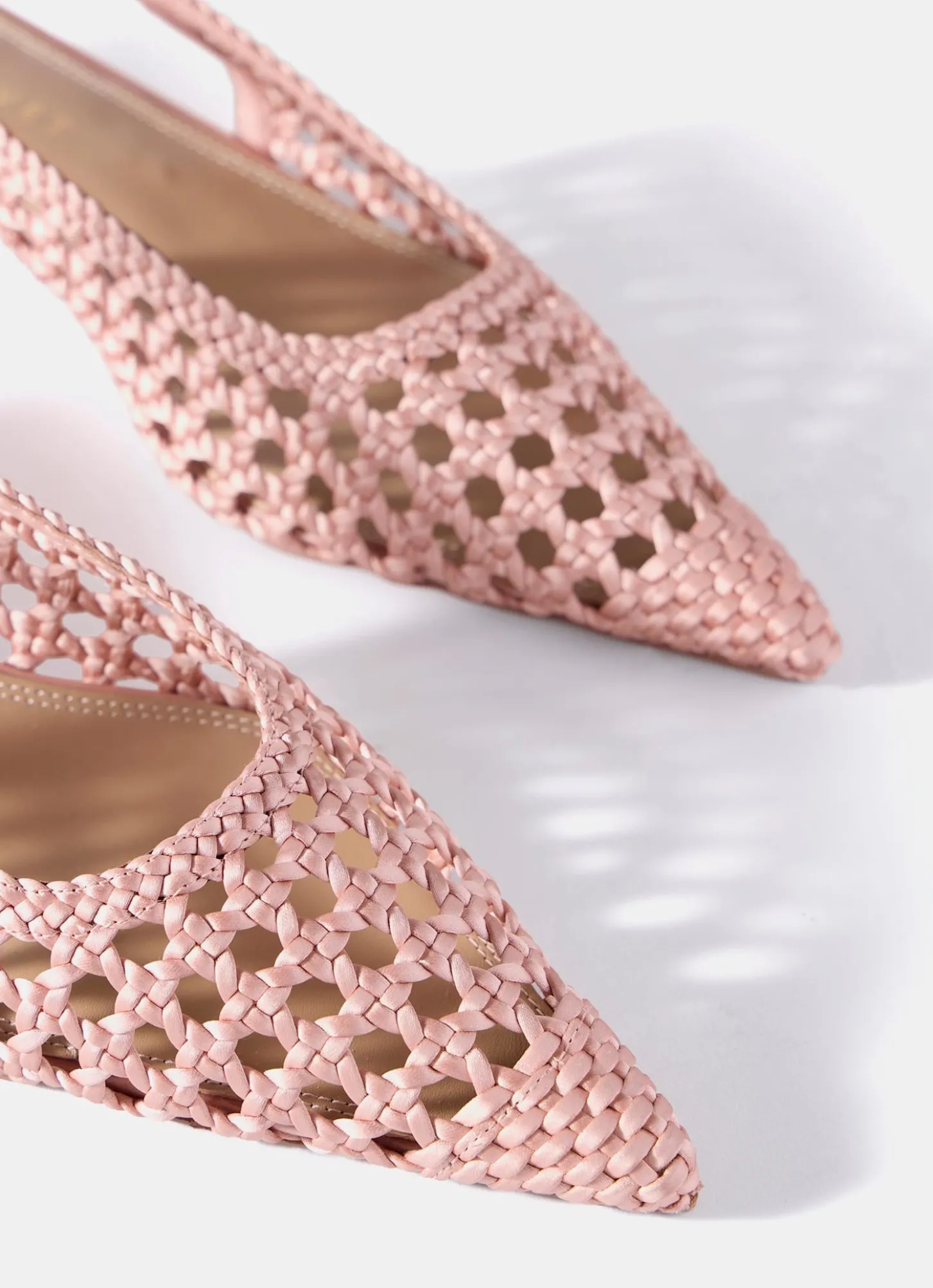 Lea Pink Woven Kitten Heels