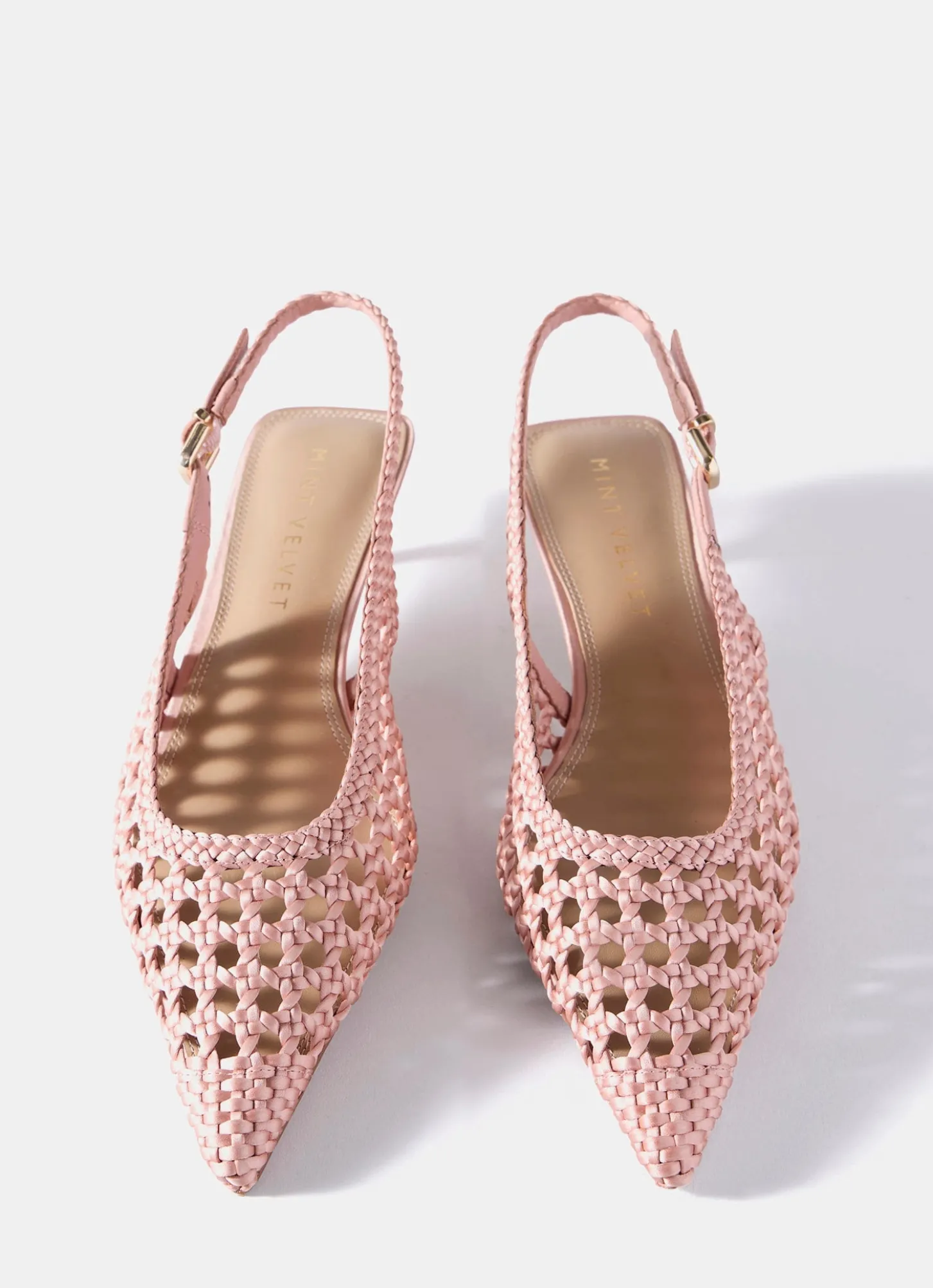 Lea Pink Woven Kitten Heels