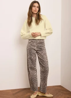 Leopard Print Barrel Leg Jeans