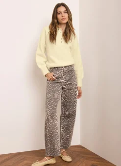 Leopard Print Barrel Leg Jeans
