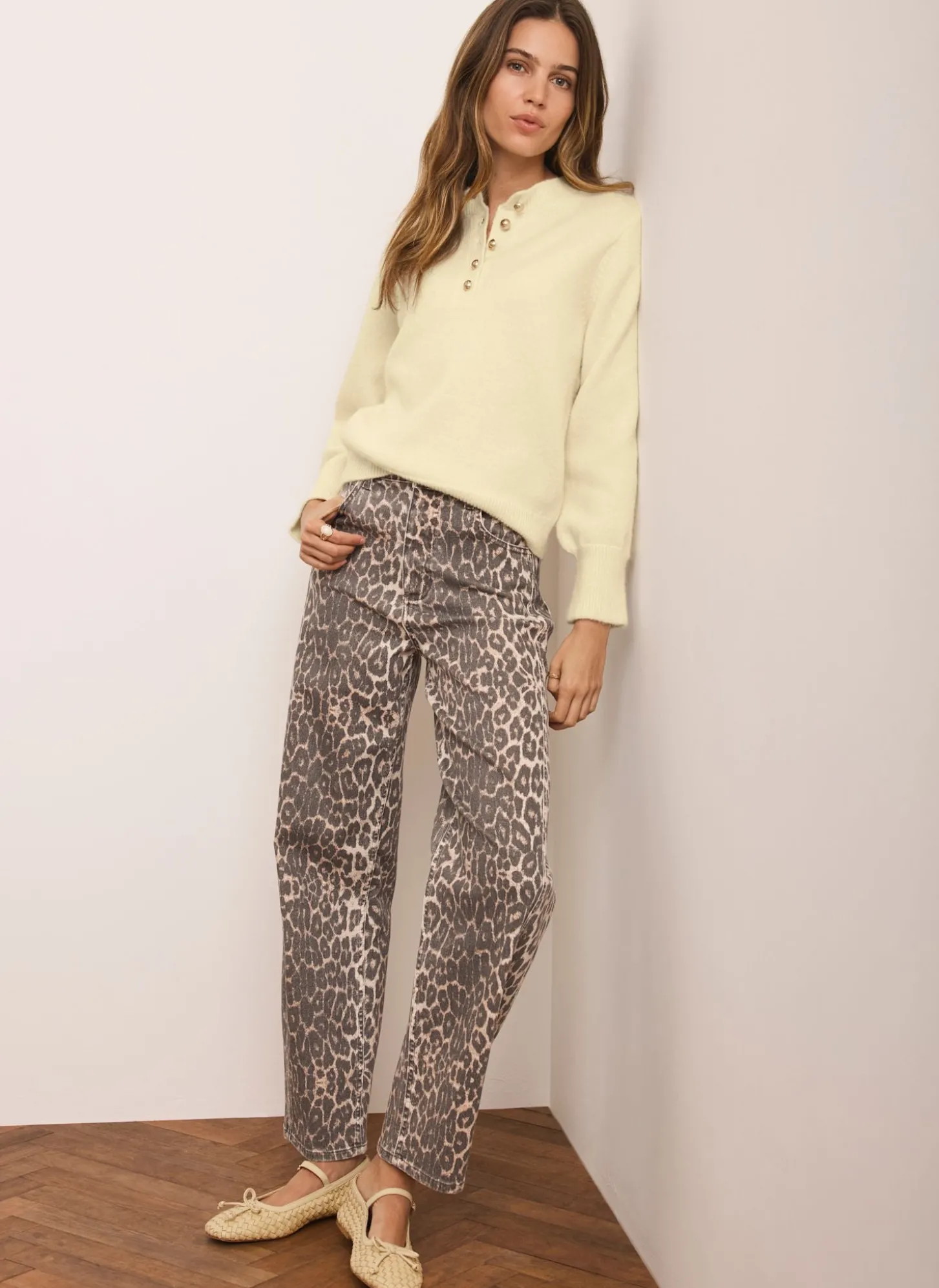 Leopard Print Barrel Leg Jeans