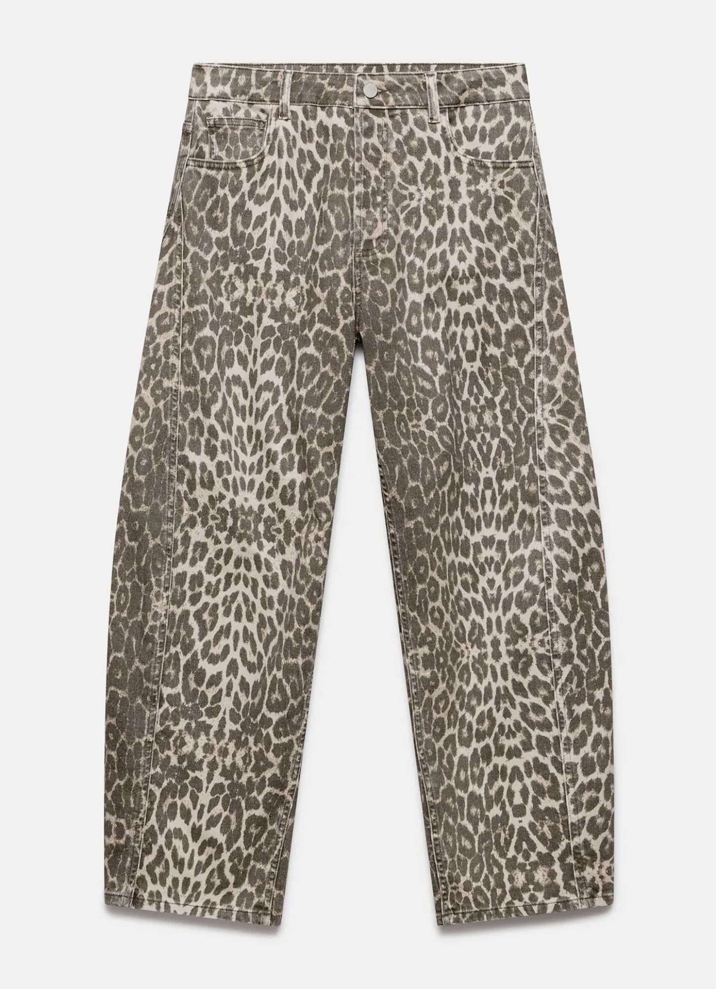 Leopard Print Barrel Leg Jeans