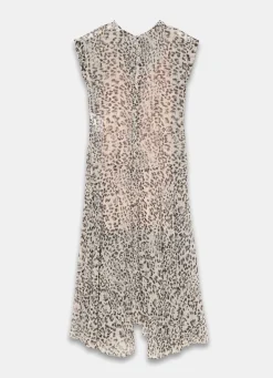 Leopard Print Cap Sleeve Midi Dress