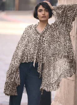 Leopard Print Ruffle Blouse