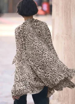 Leopard Print Ruffle Blouse