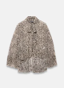 Leopard Print Ruffle Blouse