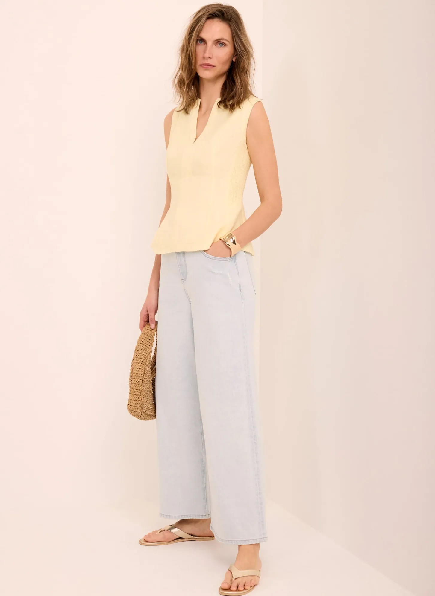 Light Indigo Ankle Wide Jeans