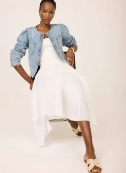 Light Indigo Collarless Denim Jacket