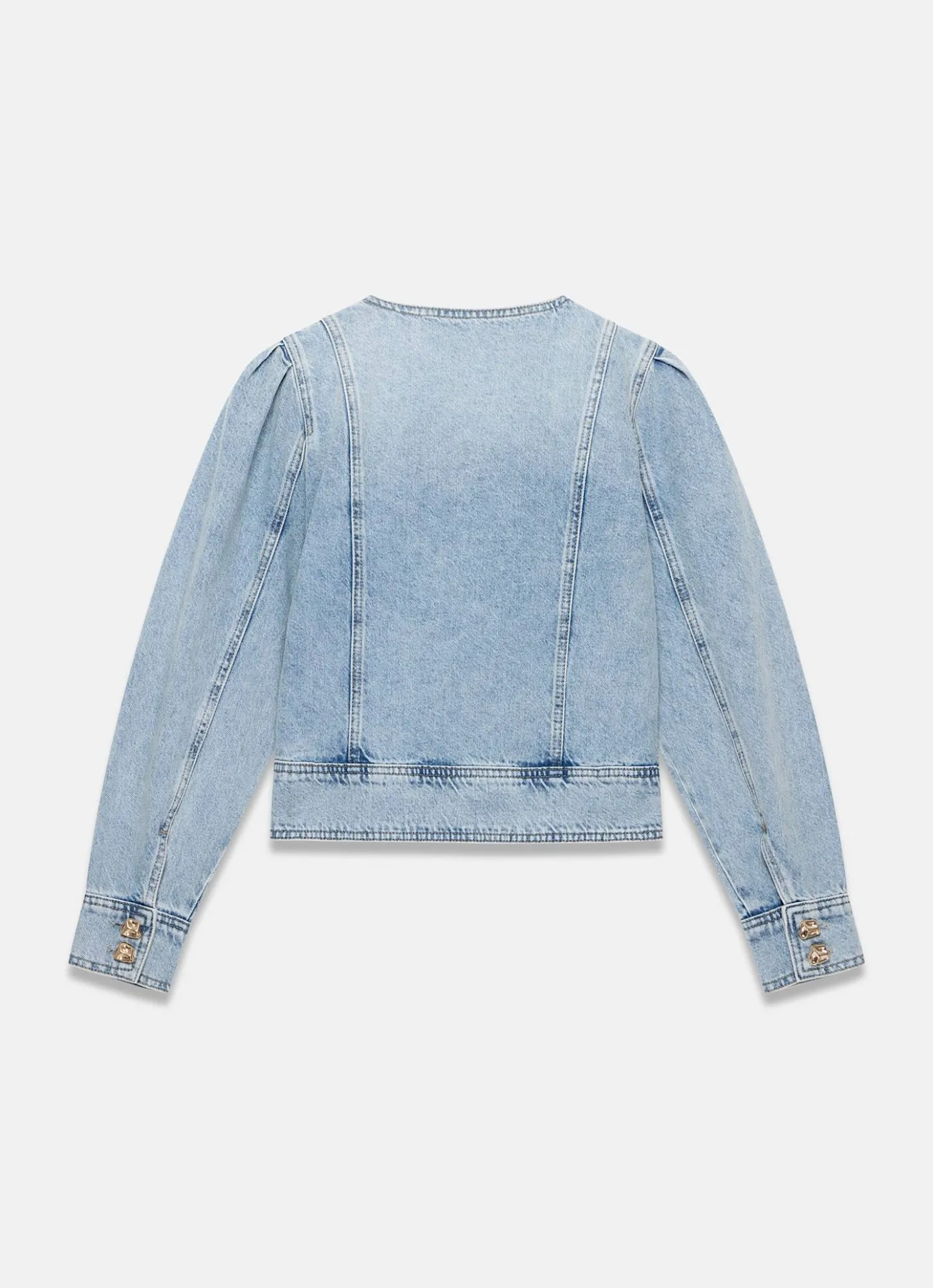 Light Indigo Collarless Denim Jacket