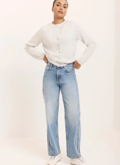 Light Indigo Wash Side Trim Boyfriend Jeans