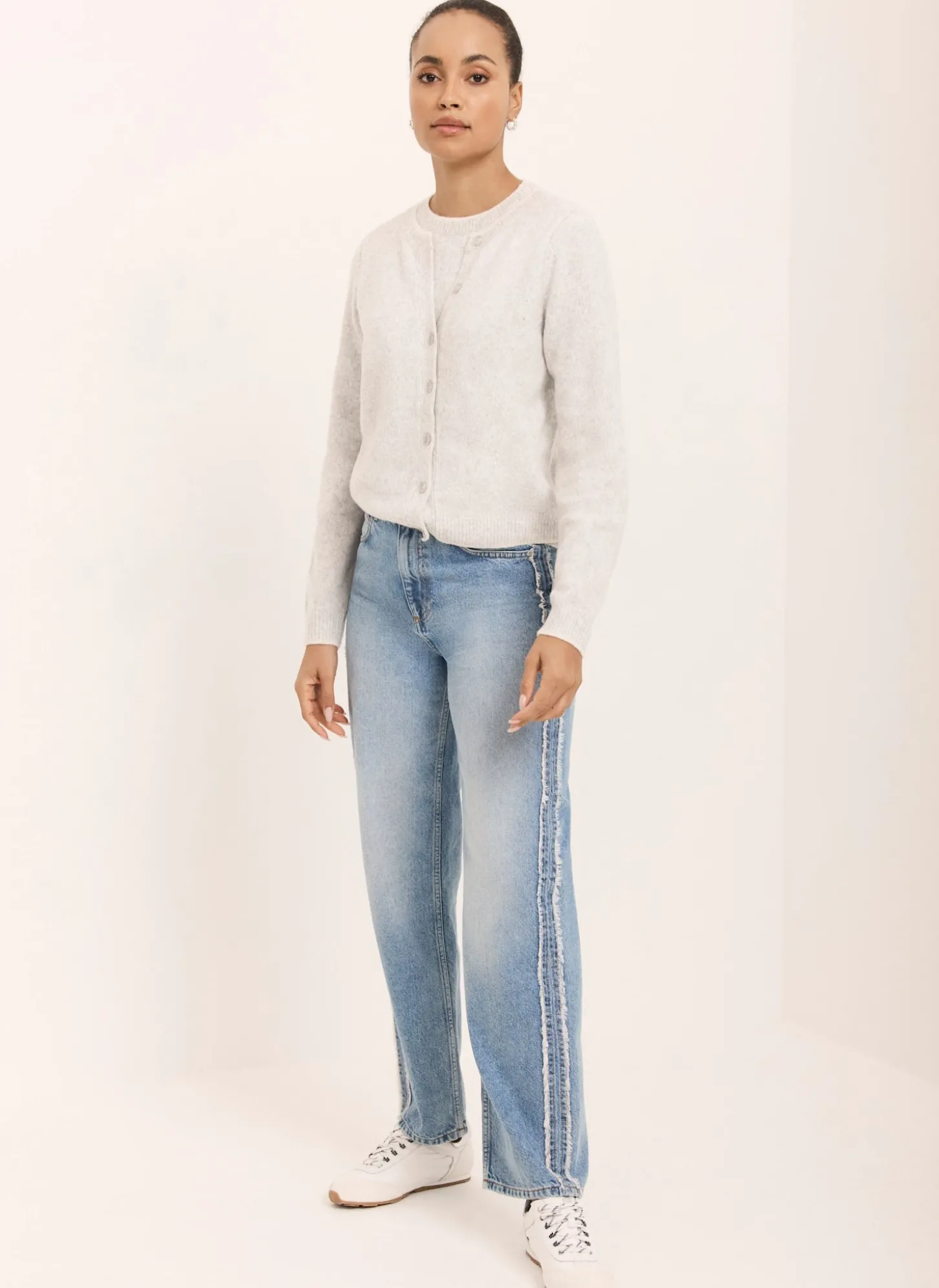 Light Indigo Wash Side Trim Boyfriend Jeans