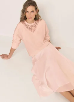 Light Pink A Line Midi Skirt