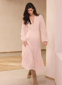 Light Pink Boho Maxi Dress