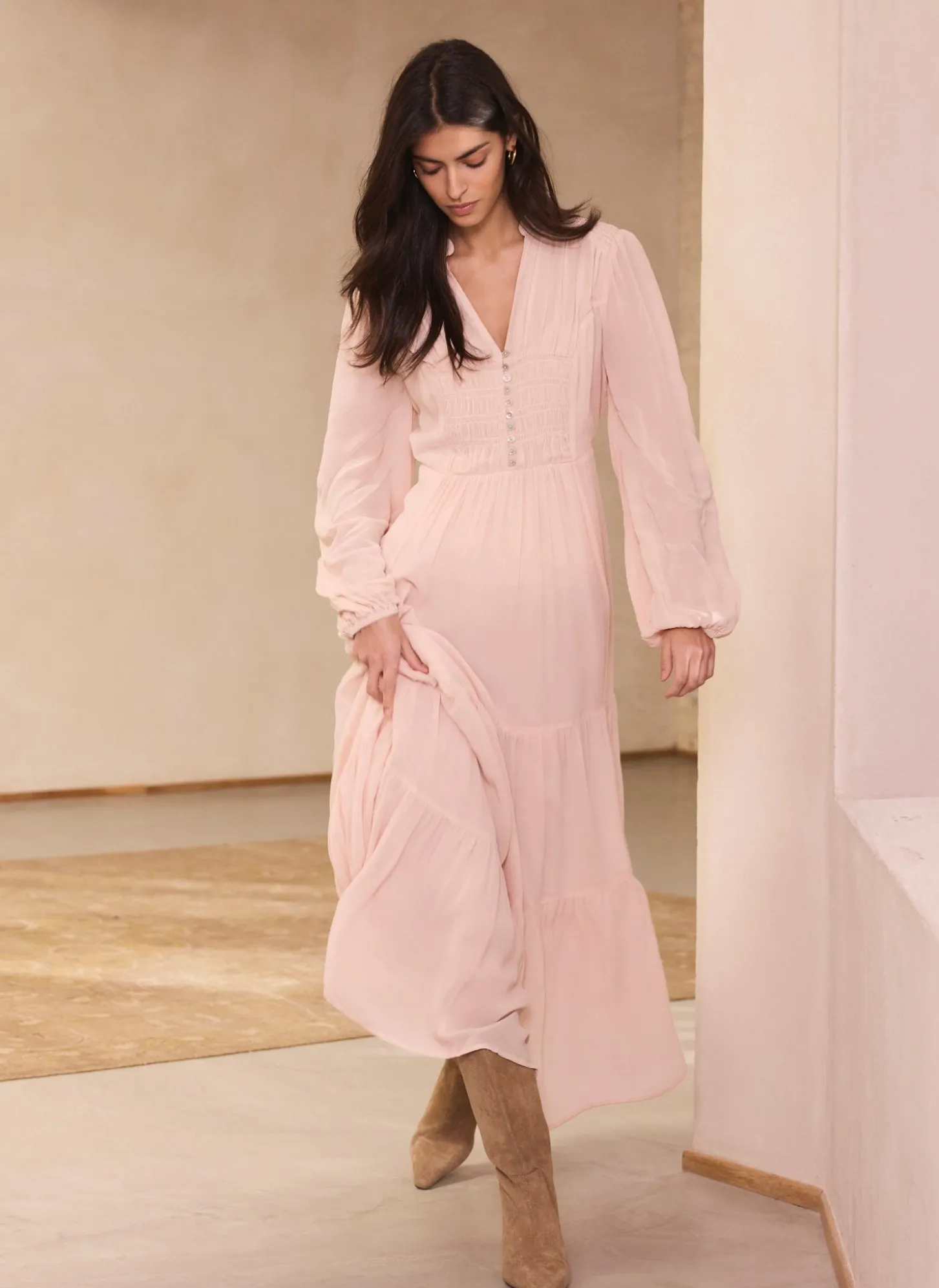 Light Pink Boho Maxi Dress