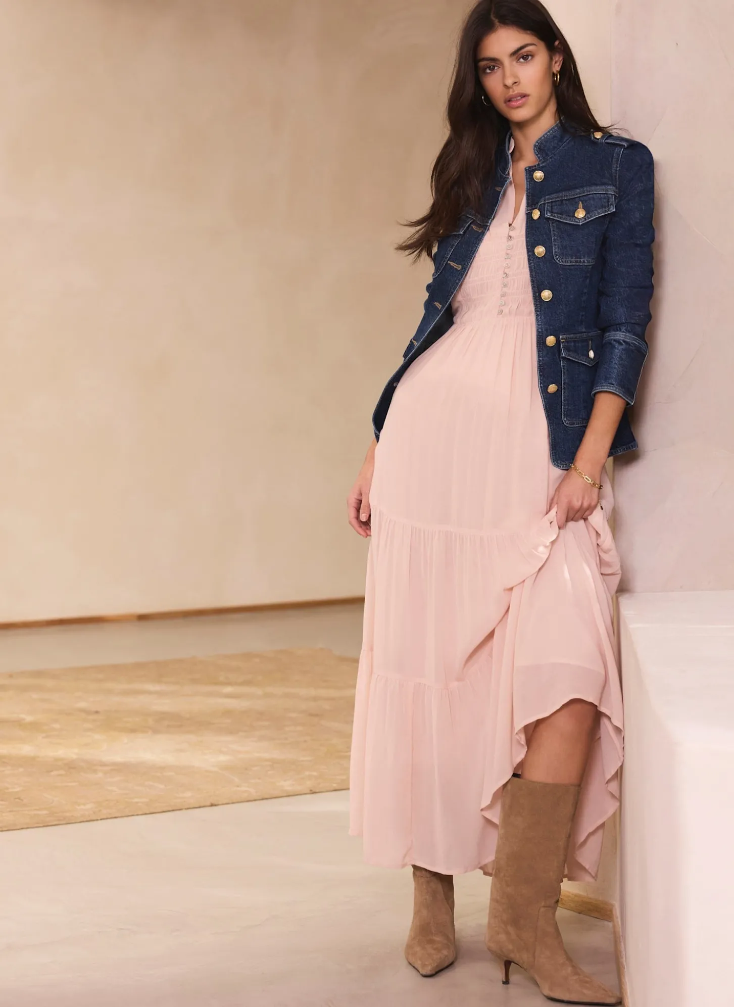 Light Pink Boho Maxi Dress