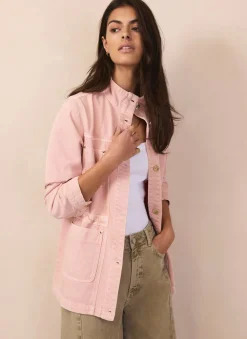 Light Pink Cotton Utility Shacket