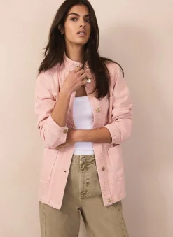 Light Pink Cotton Utility Shacket
