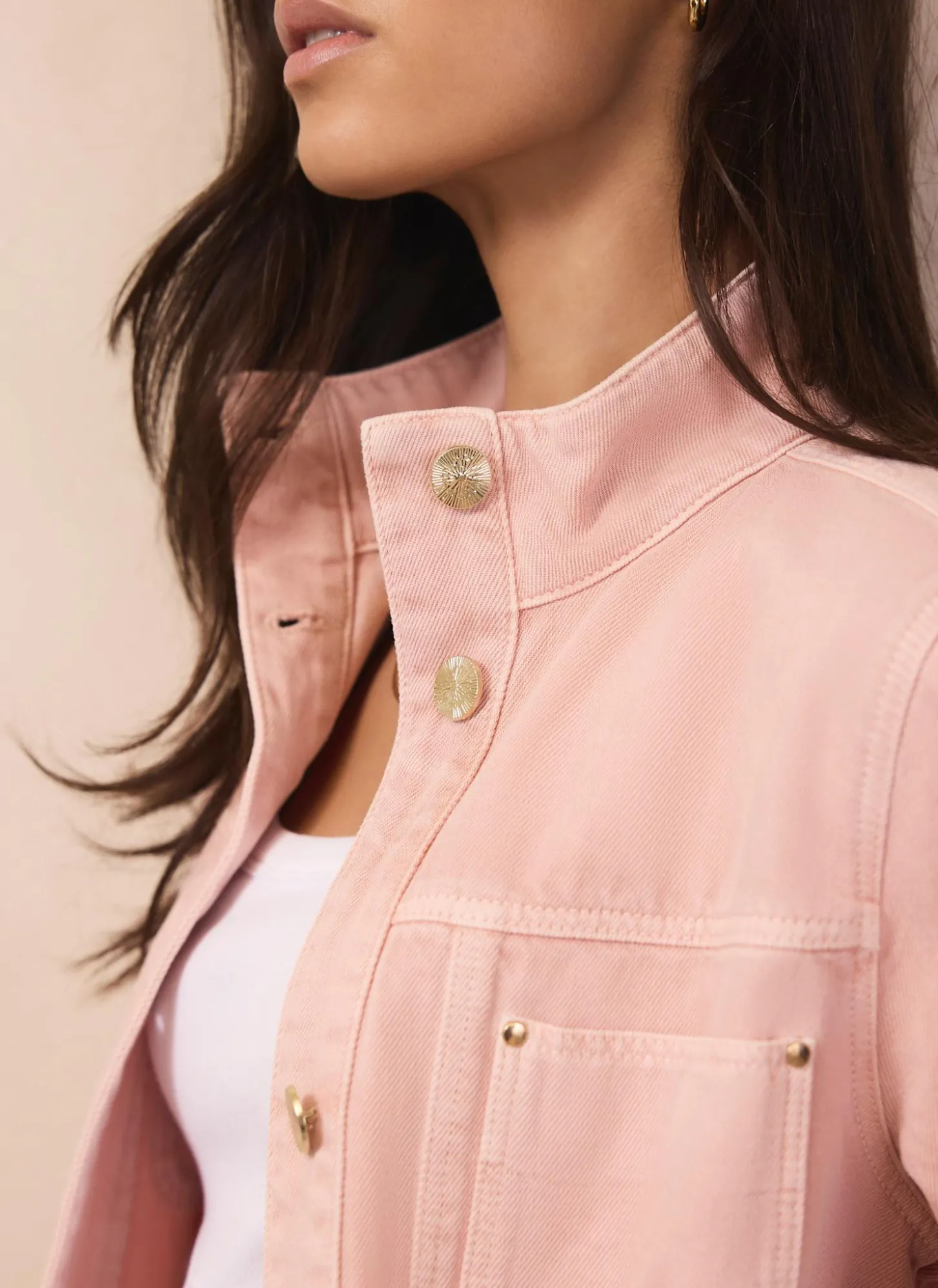 Light Pink Cotton Utility Shacket