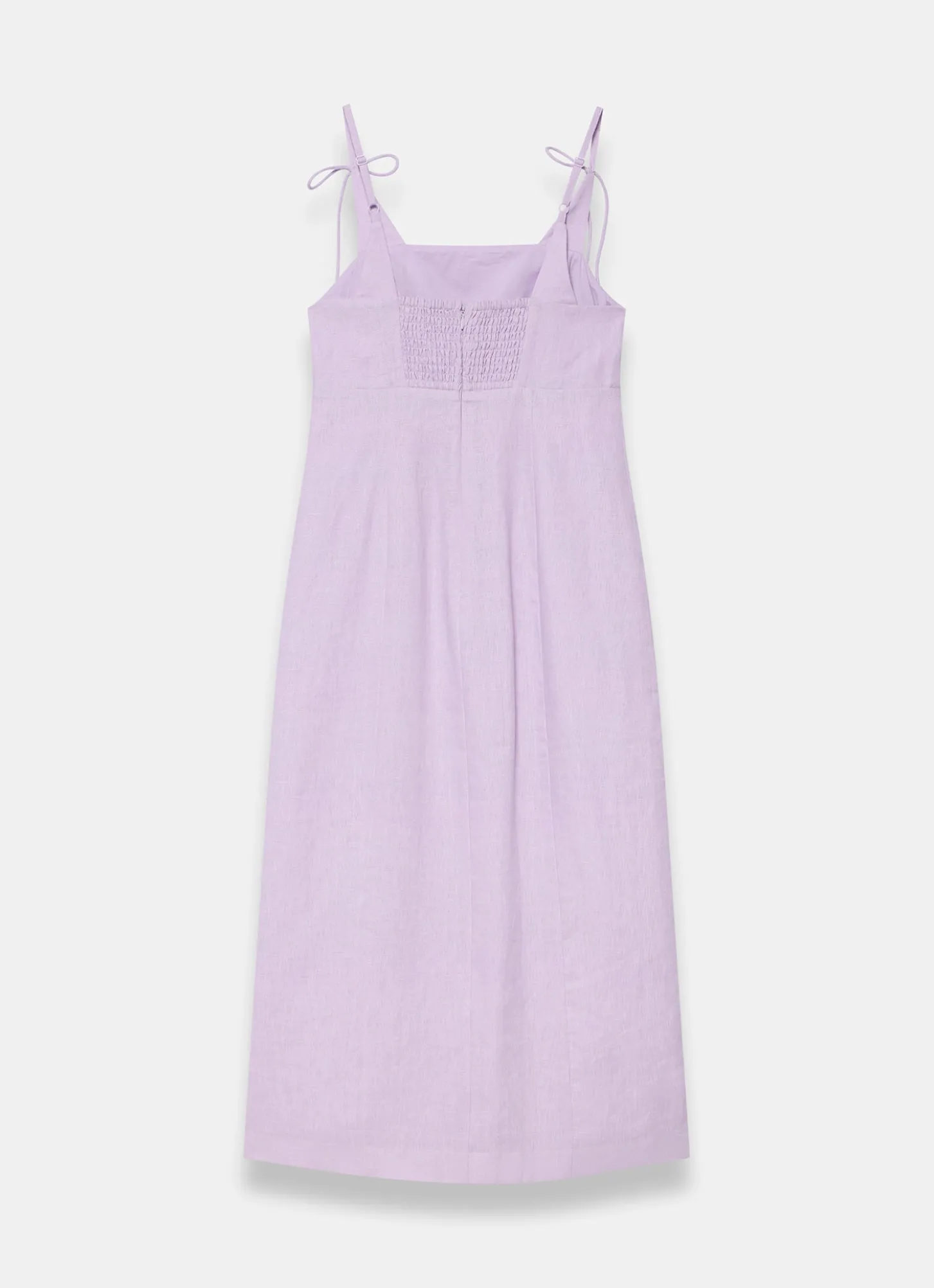 Lilac Linen Bow Detail Midi Dress