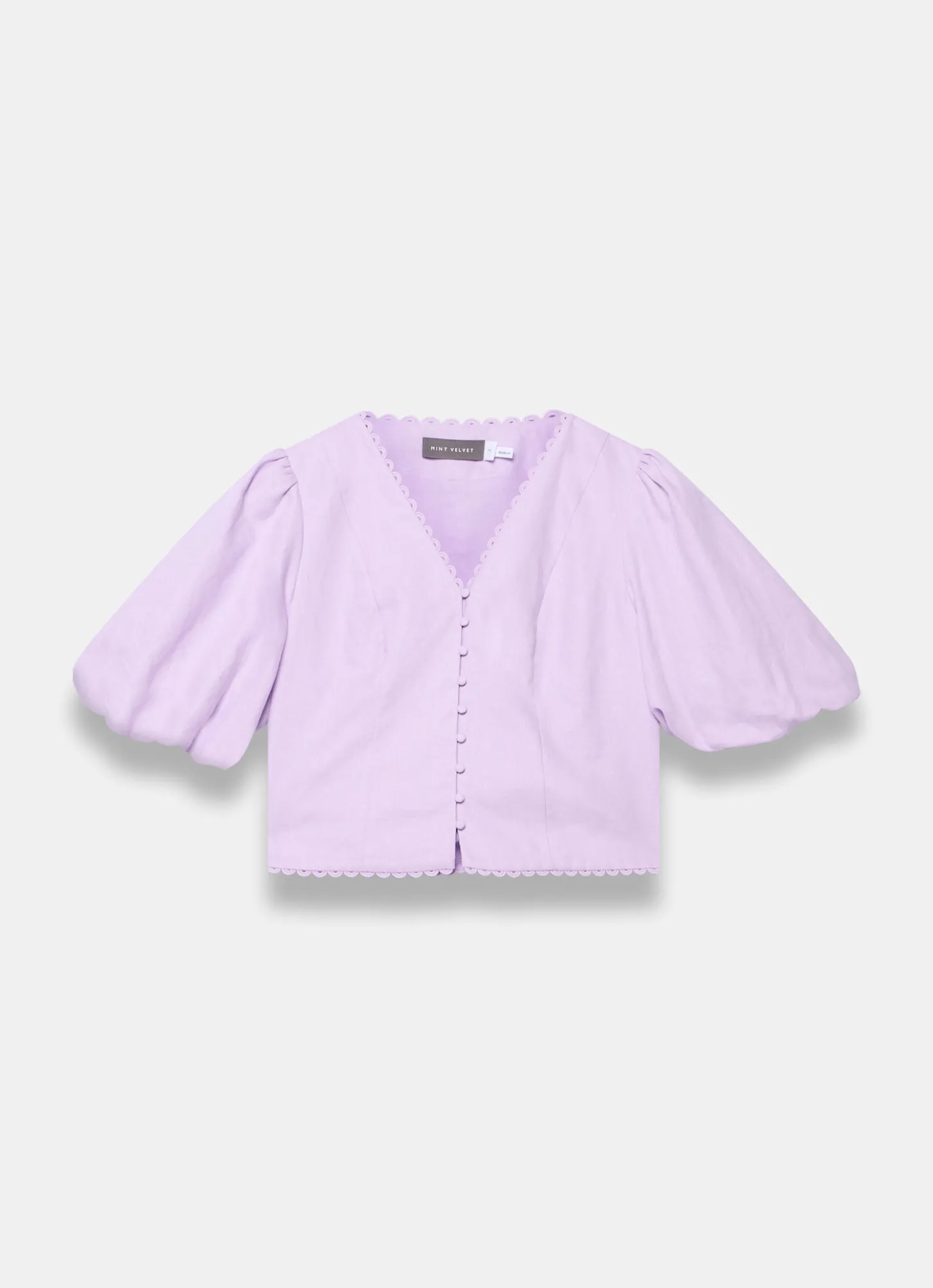 Lilac Linen Puff Sleeve Top