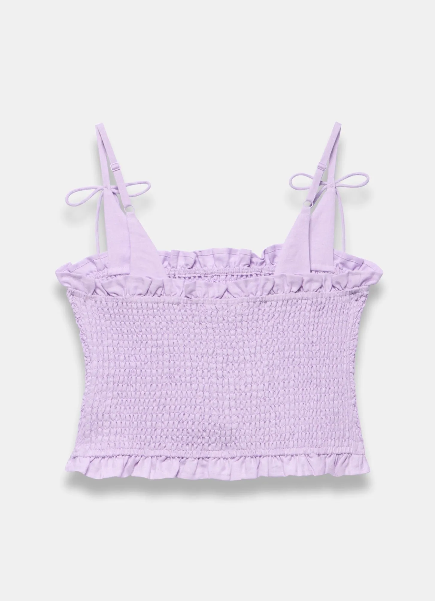 Lilac Linen Shirred Top