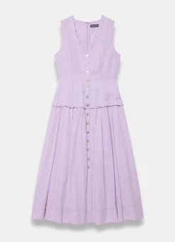 Lilac Ramie Drop Waist Midi Dress
