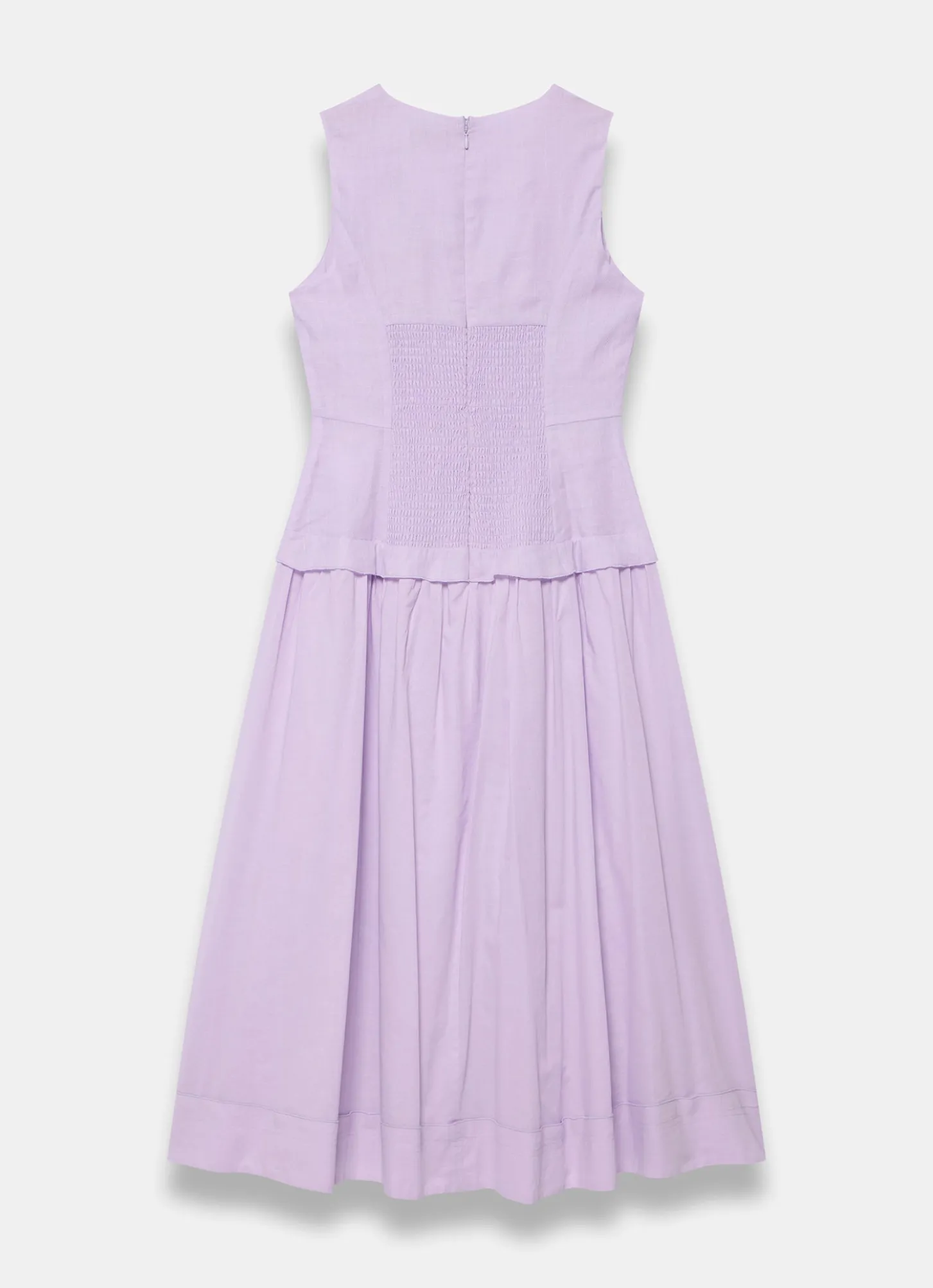 Lilac Ramie Drop Waist Midi Dress