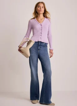 Lilac Ruffle Detail Cardigan