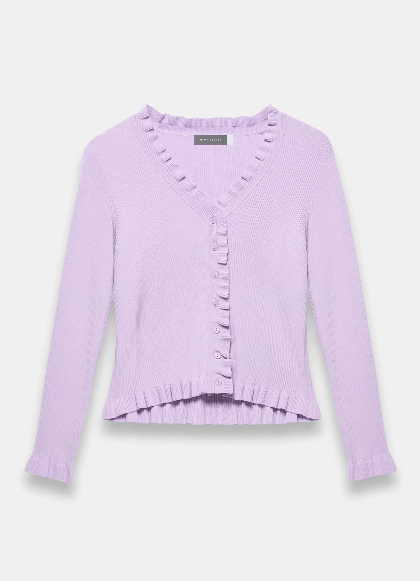 Lilac Ruffle Detail Cardigan