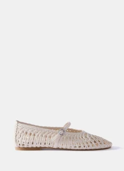 Lily Cream Woven Ballet Flat Pumps