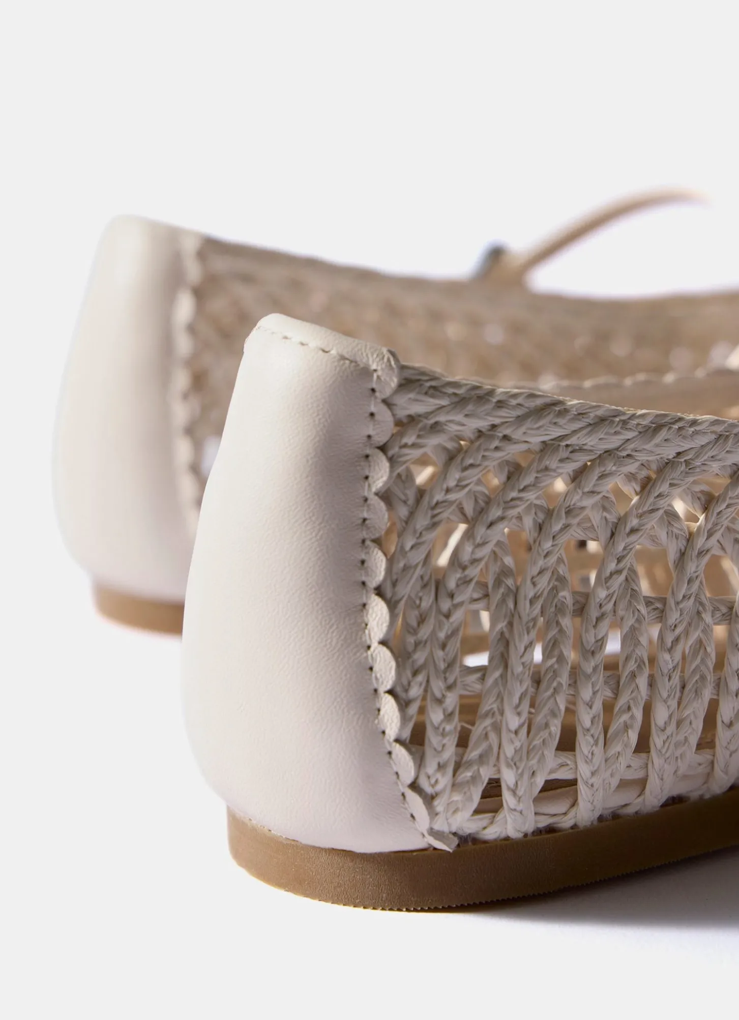 Lily Cream Woven Ballet Flat Pumps