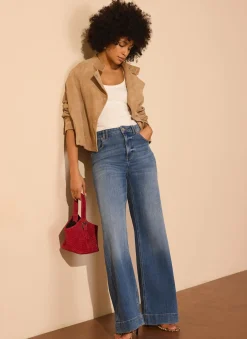 Lola Red Suede Woven Bucket Bag