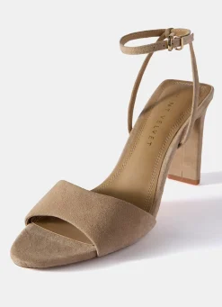 Lou Neutral Suede High Heel Sandals