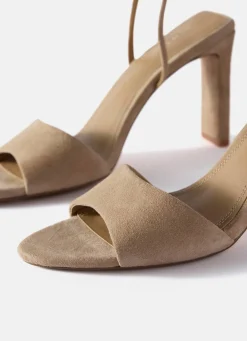 Lou Neutral Suede High Heel Sandals