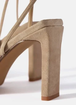 Lou Neutral Suede High Heel Sandals
