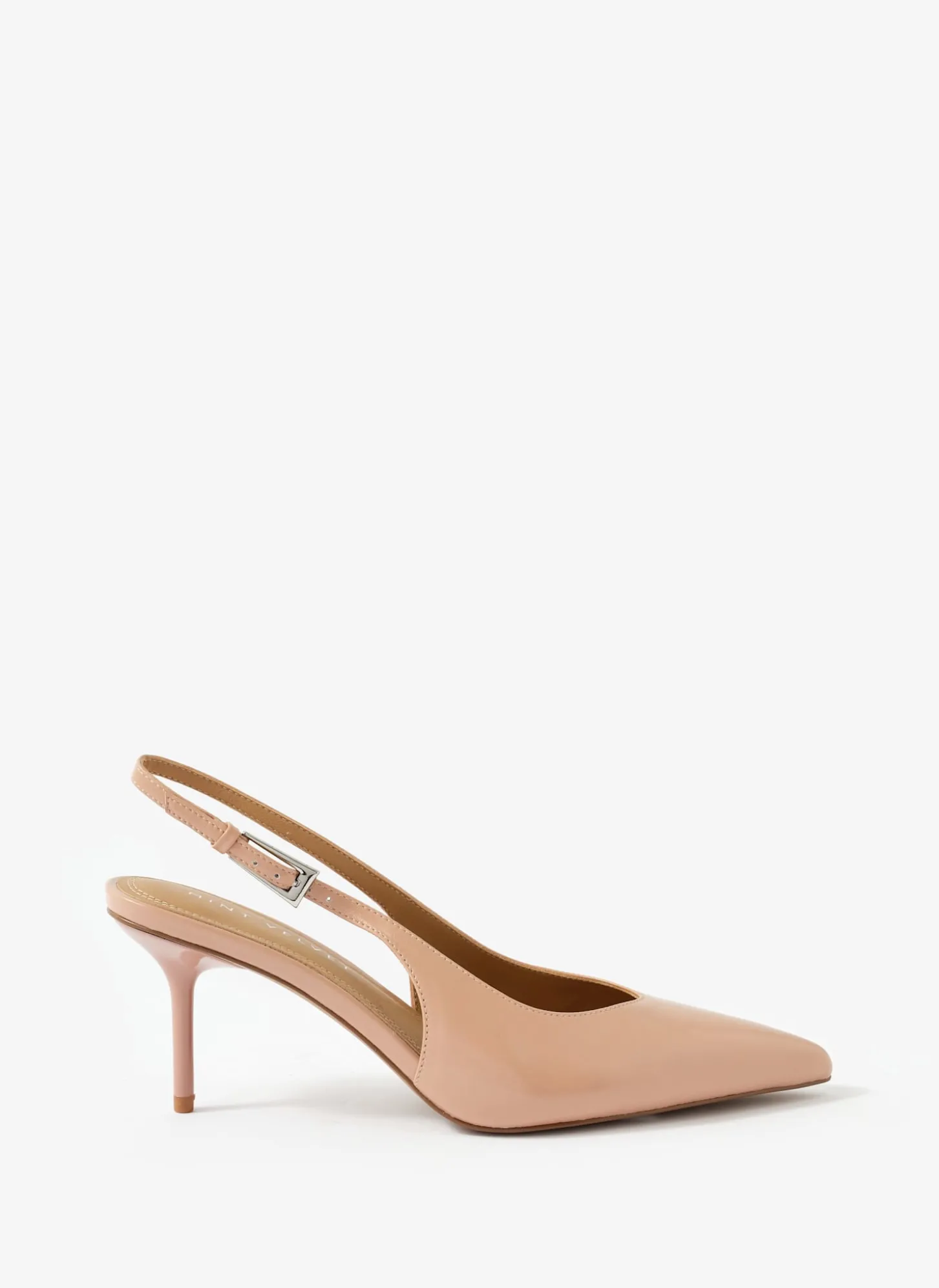Lya Neutral Leather Sling Back Heels