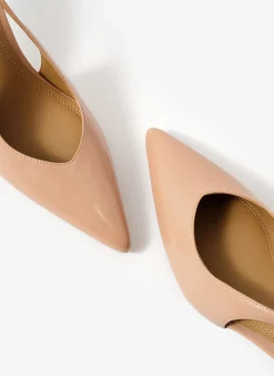 Lya Neutral Leather Sling Back Heels