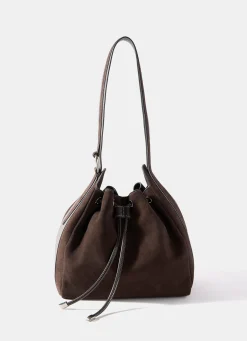 Mabel Brown Suede Bucket Bag