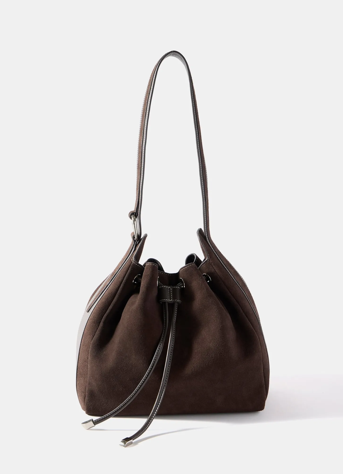 Mabel Brown Suede Bucket Bag