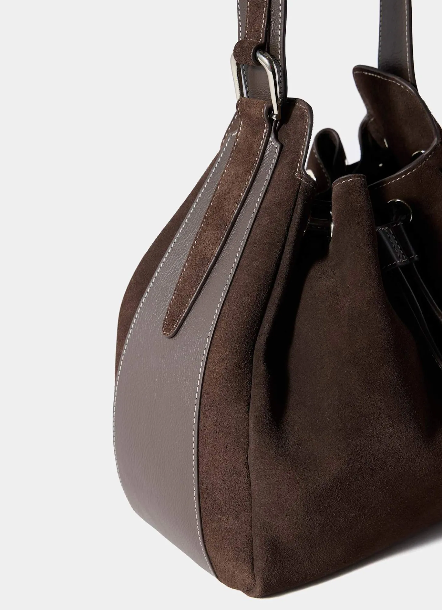 Mabel Brown Suede Bucket Bag