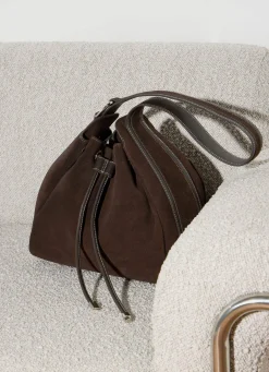 Mabel Brown Suede Bucket Bag