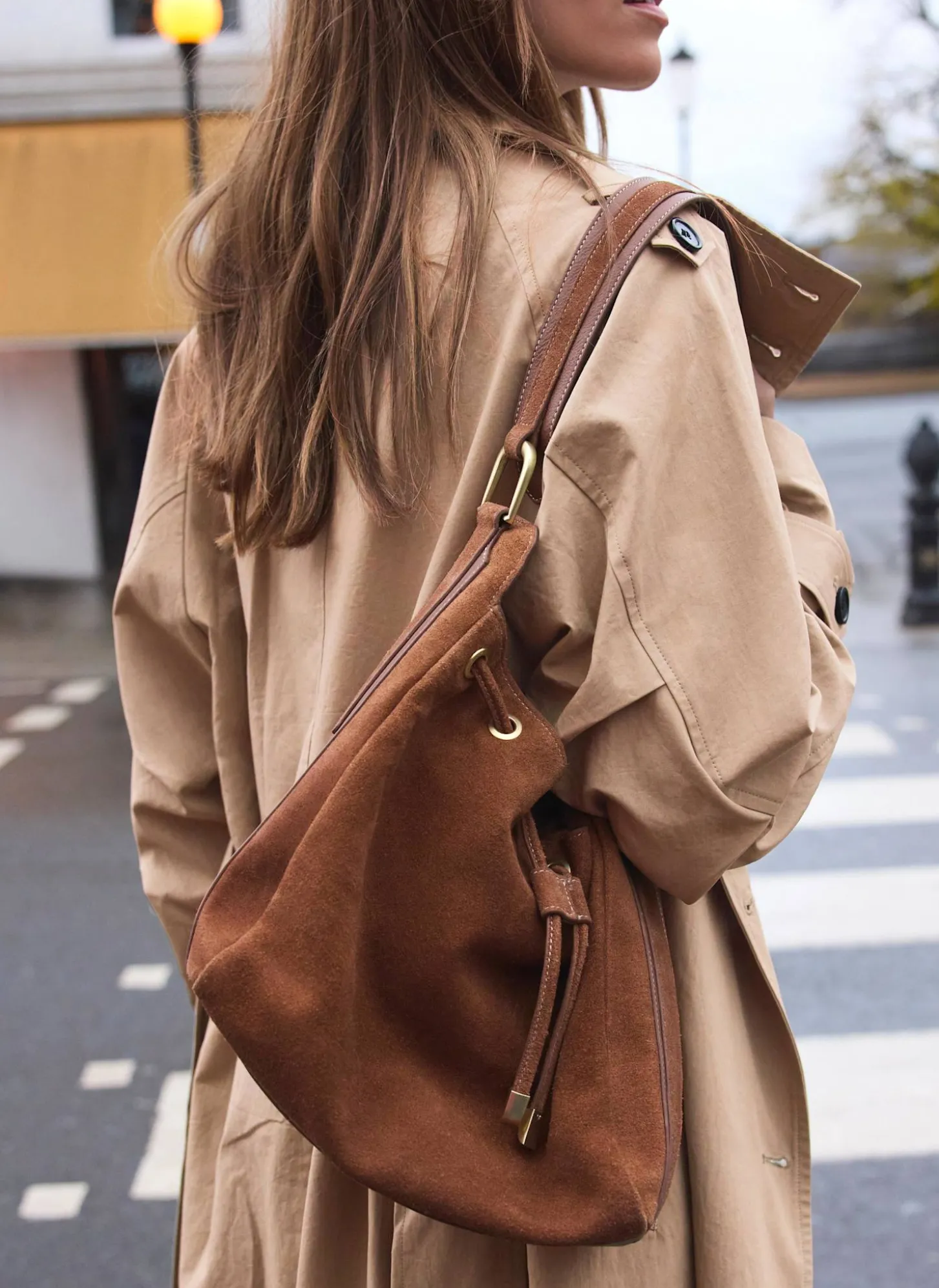 Mabel Tan Suede Bucket Bag
